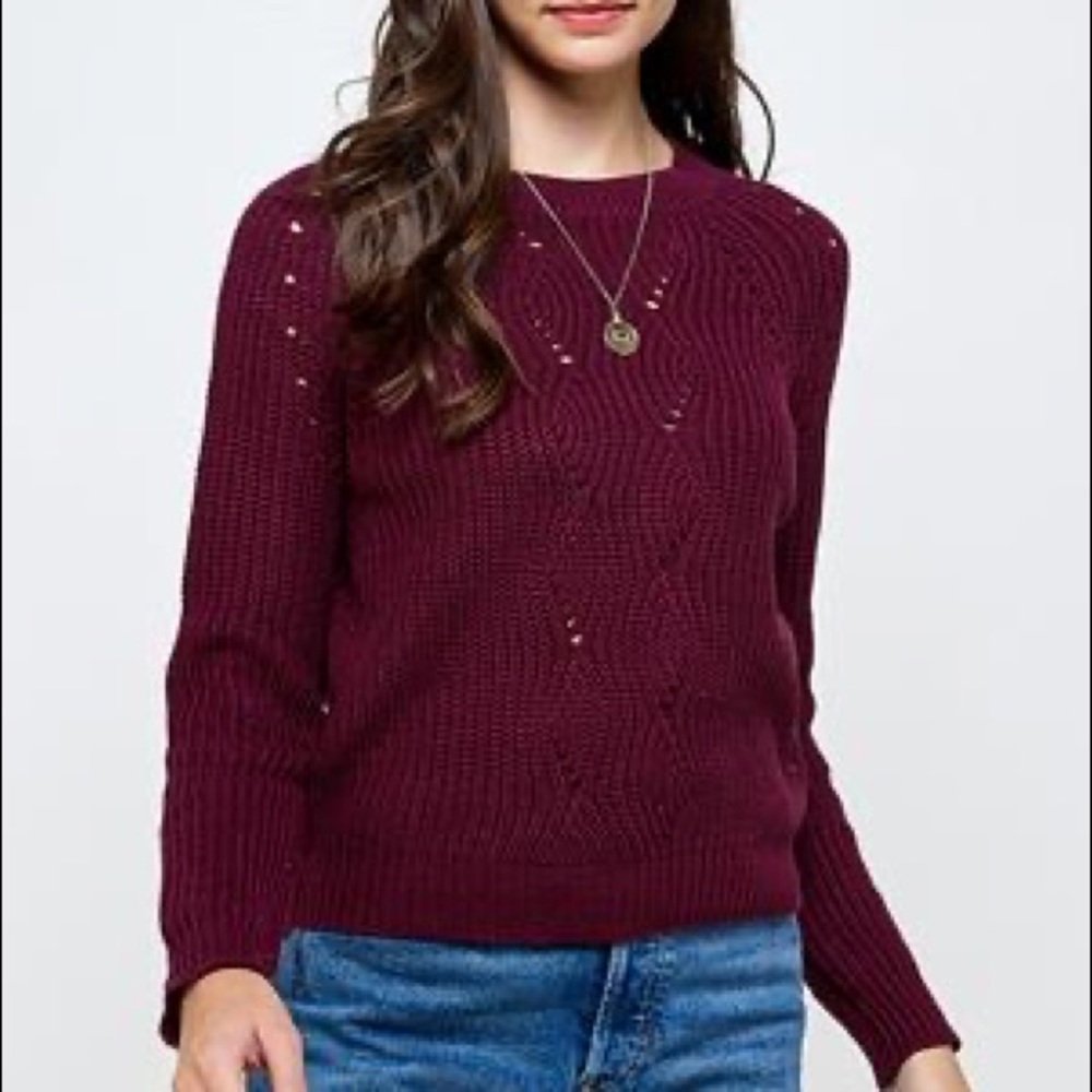 Wine Classic Cropped Sweater